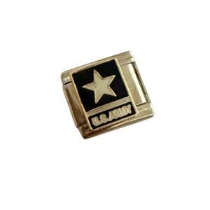 US Army Star 9mm Stainless Steel Italian Charms Link Bracelet Y2K NEW